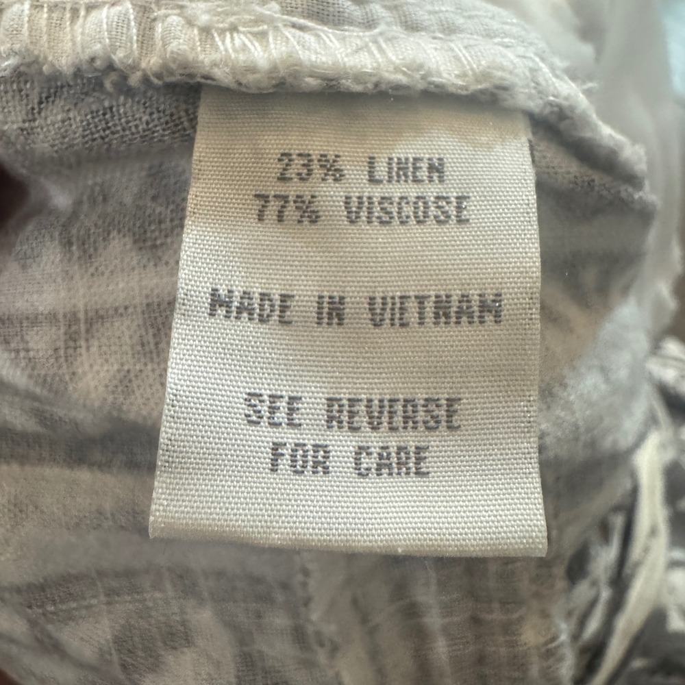 Cali 1850 Paperbag Waist Pants XS Linen Viscose Geometric Print - Picture 7 of 10